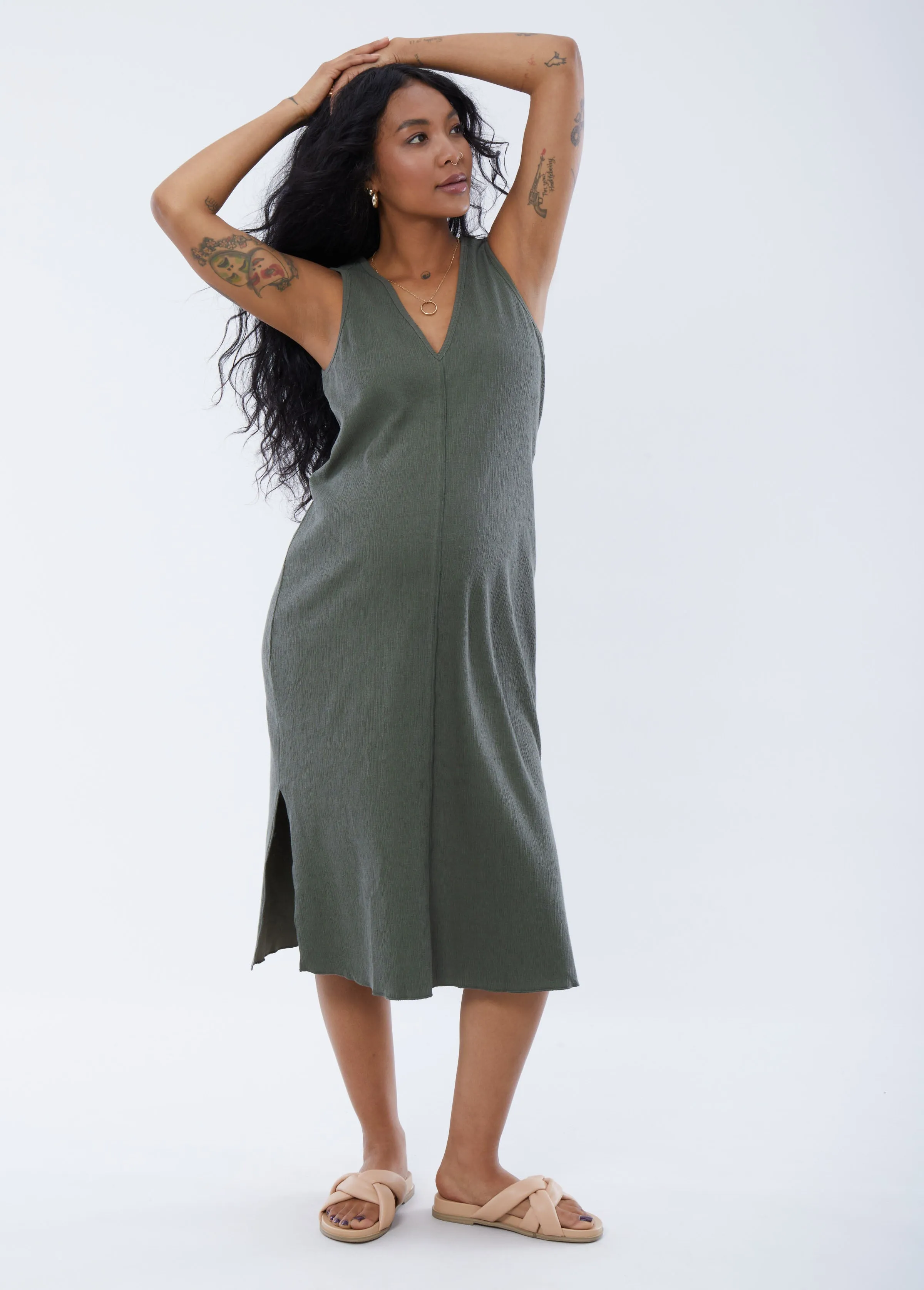 Sleeveless V-Neck Maternity Dress