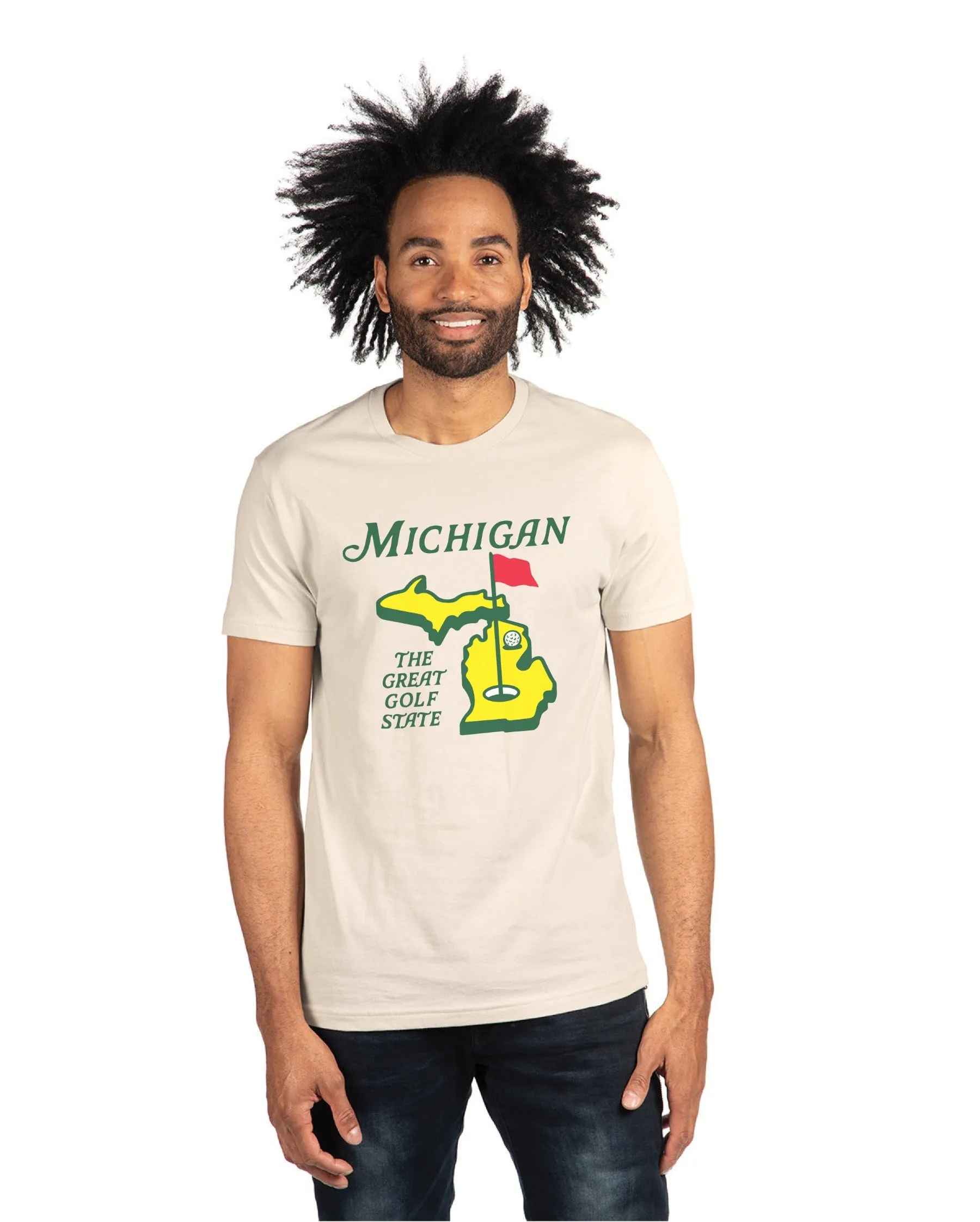 Michigans Great Golf State T-Shirt in Sand Color