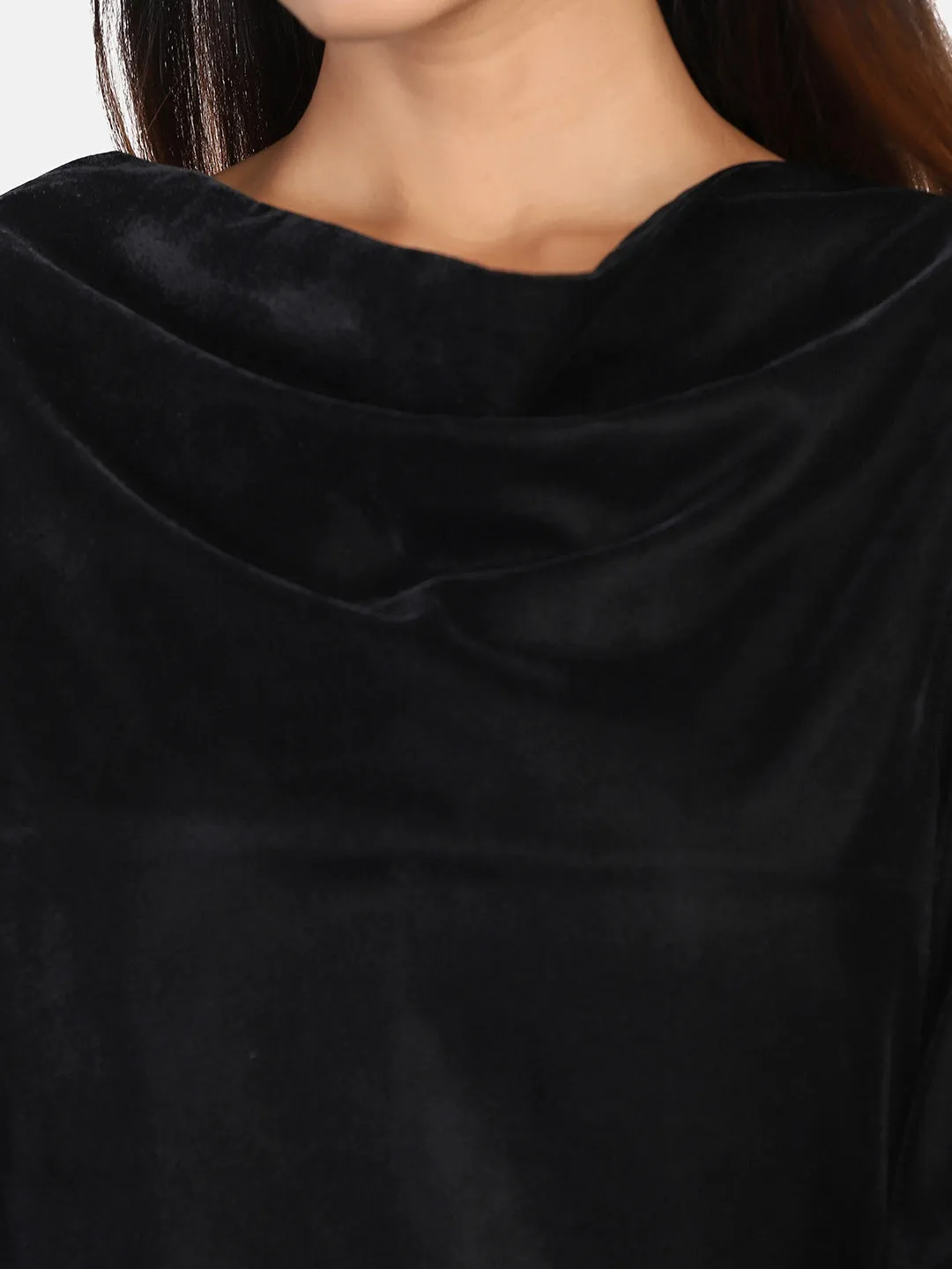 Velvet Cowl Dress - Black