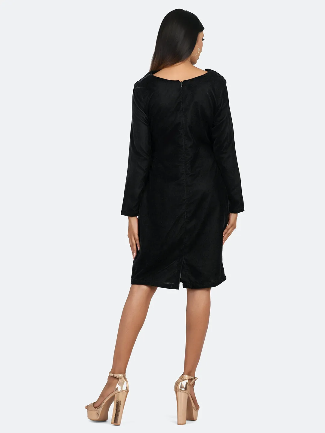 Velvet Cowl Dress - Black