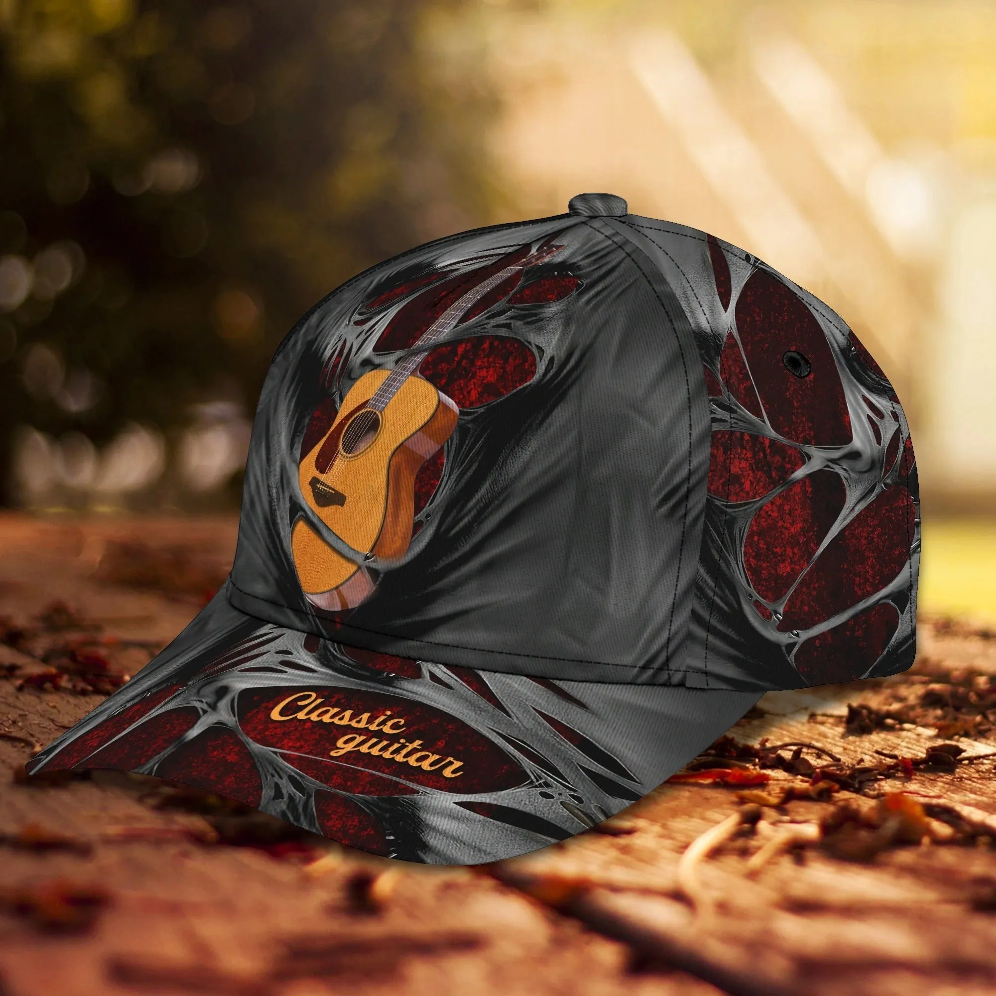 White And Black Guitar Cap Hat For Man, Gift To Guitar Man, Guitar Lover 3D Full Print Cap Hat