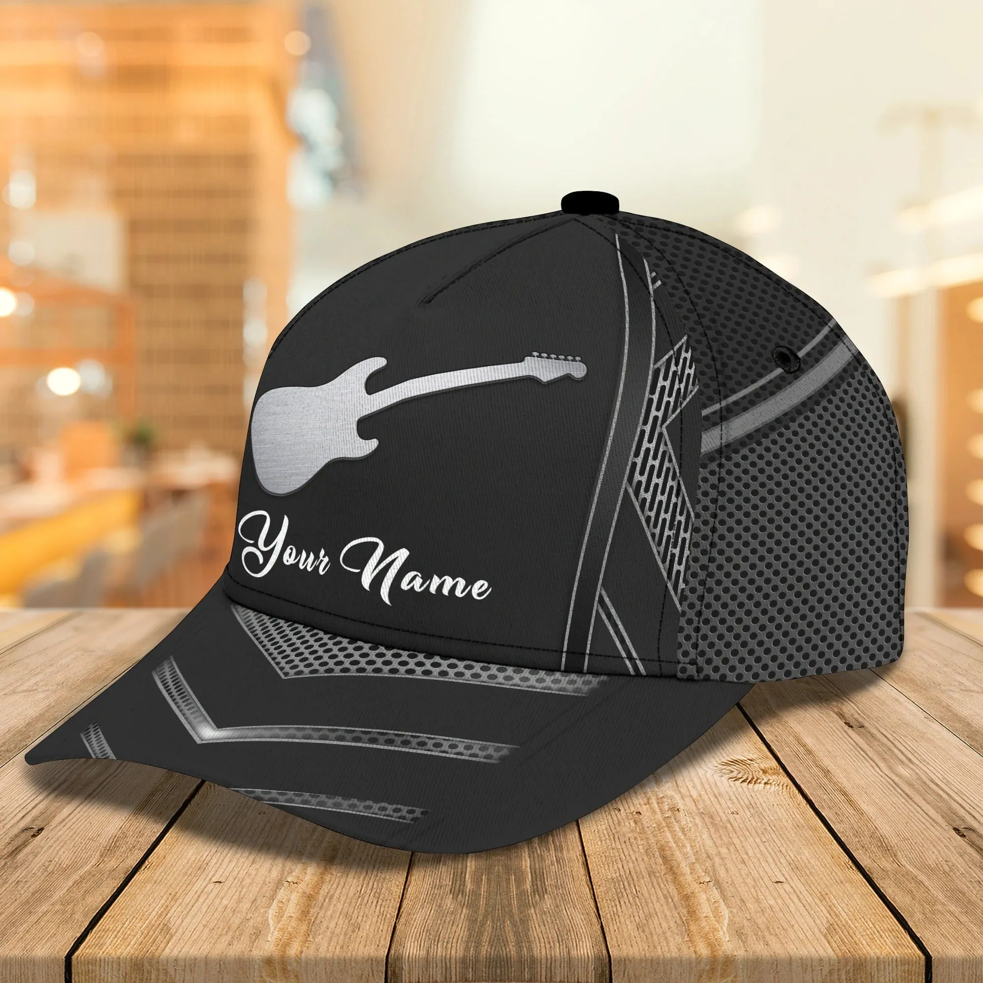 White And Black Guitar Cap Hat For Man, Gift To Guitar Man, Guitar Lover 3D Full Print Cap Hat