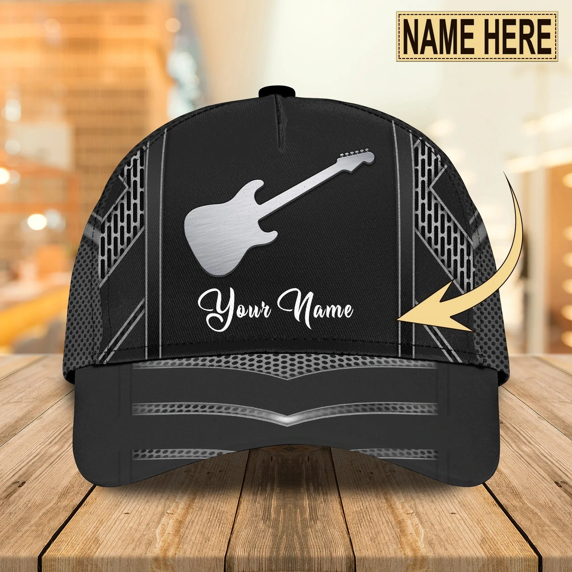 White And Black Guitar Cap Hat For Man, Gift To Guitar Man, Guitar Lover 3D Full Print Cap Hat