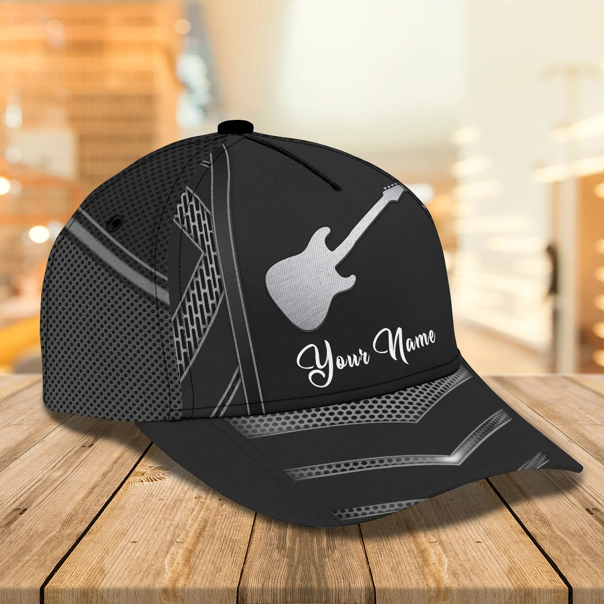 White And Black Guitar Cap Hat For Man, Gift To Guitar Man, Guitar Lover 3D Full Print Cap Hat