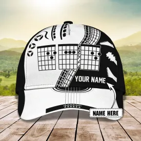 White And Black Guitar Cap Hat For Man, Gift To Guitar Man, Guitar Lover 3D Full Print Cap Hat
