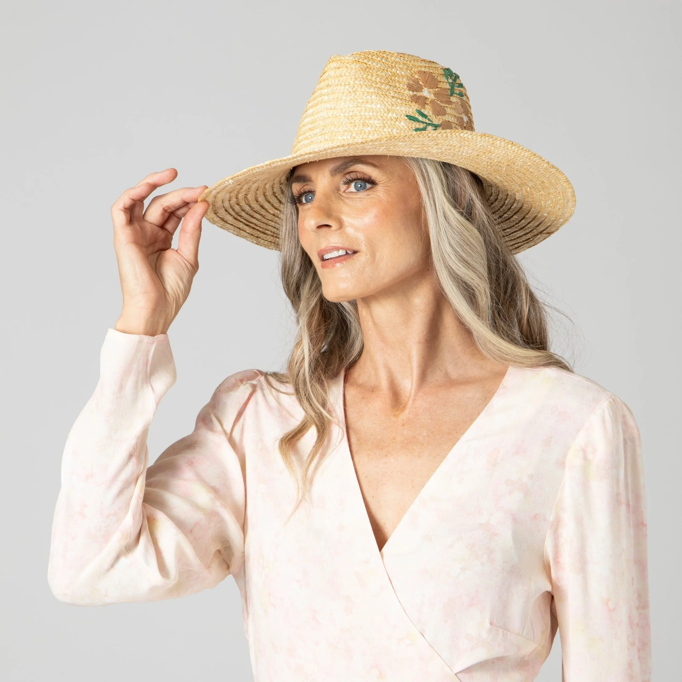 Women's Wheat Straw Palm Fedora