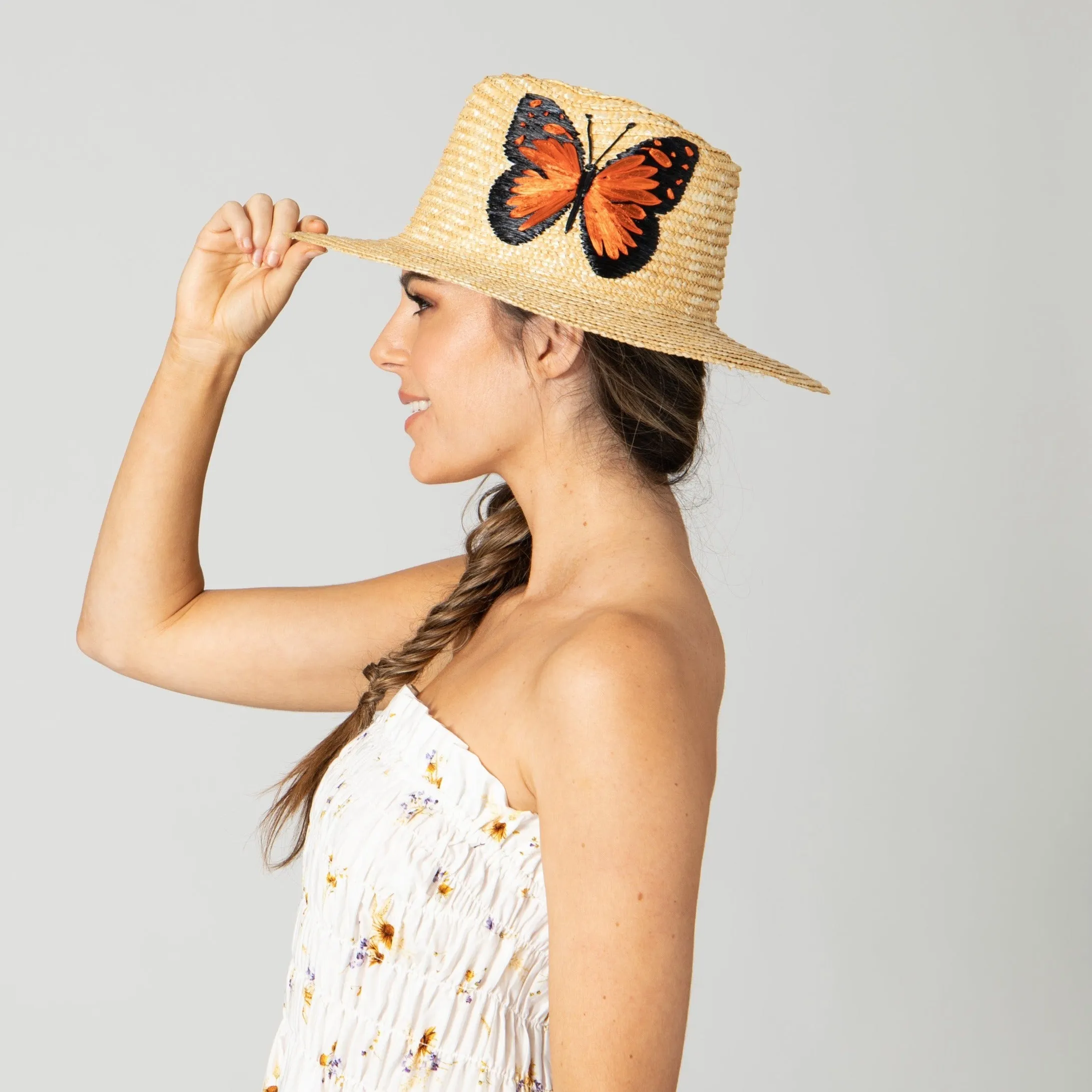 Women's Wheat Straw Palm Fedora