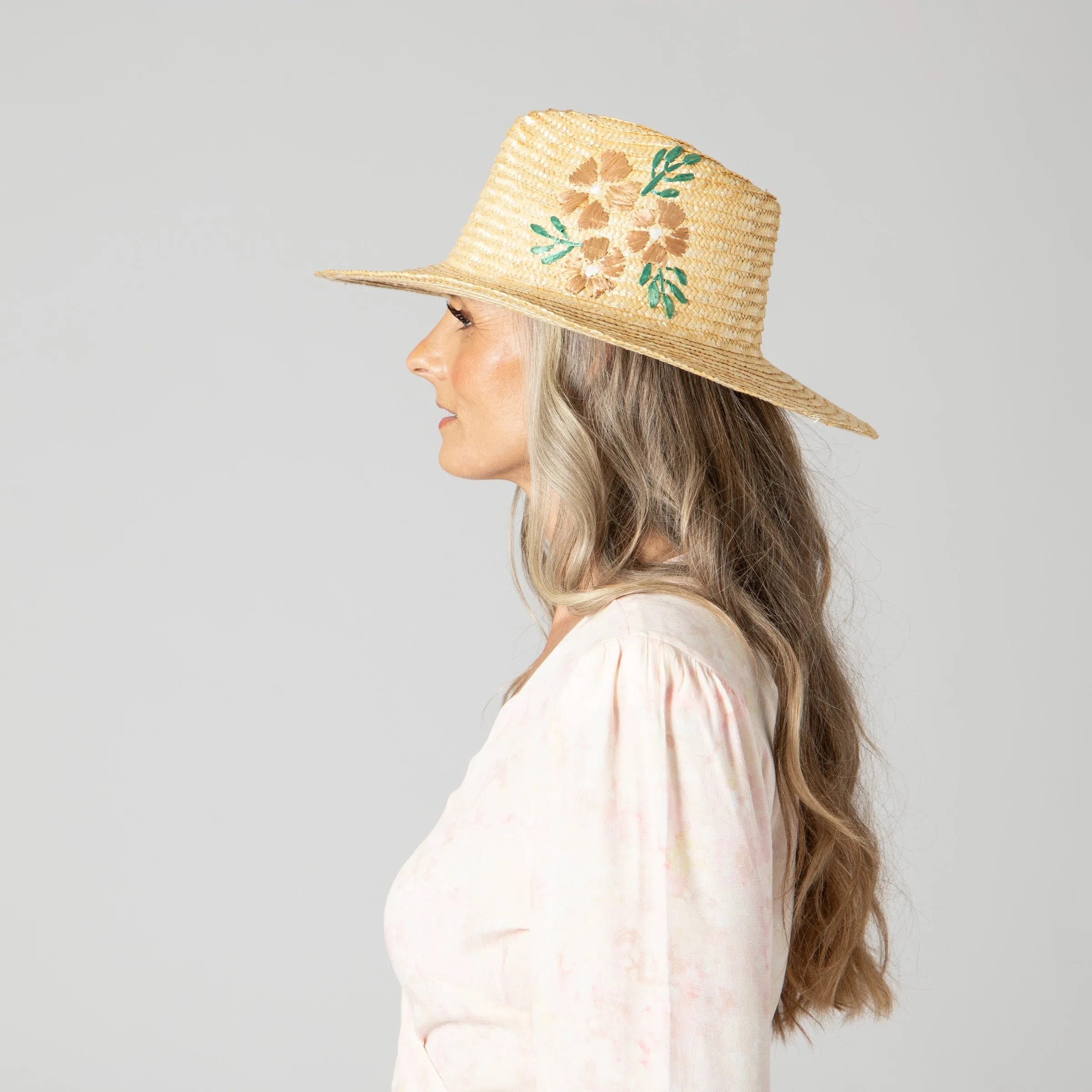 Women's Wheat Straw Palm Fedora