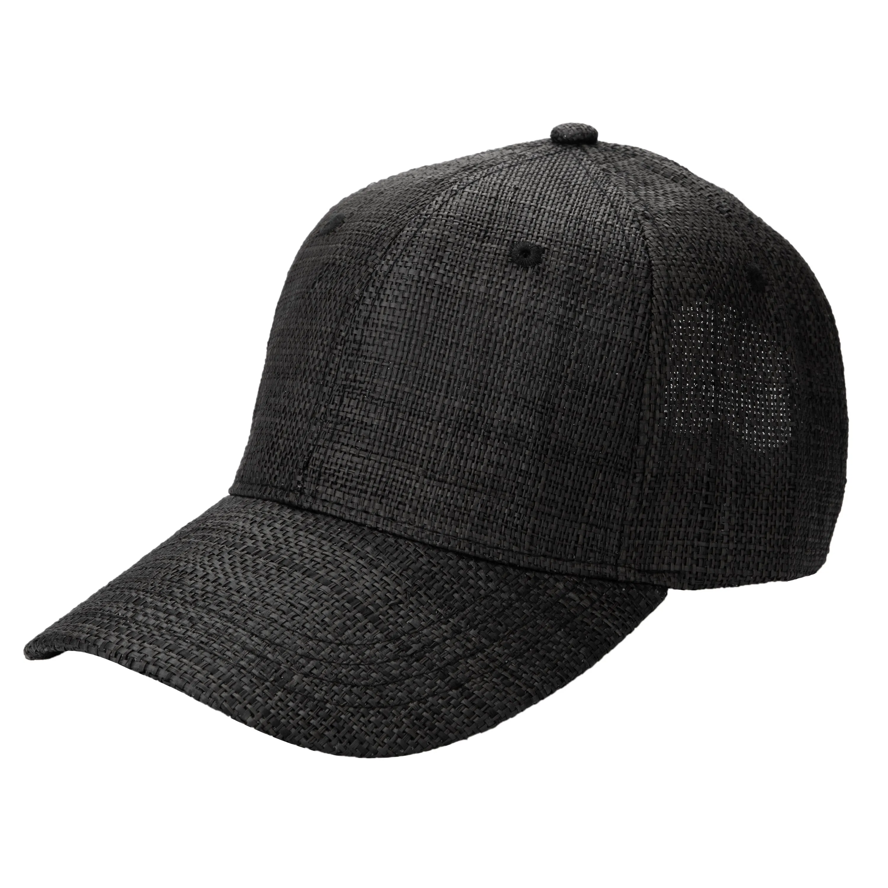 Women's Woven Raffia Ball Cap With Leather Adjustable Back (CTH4087)